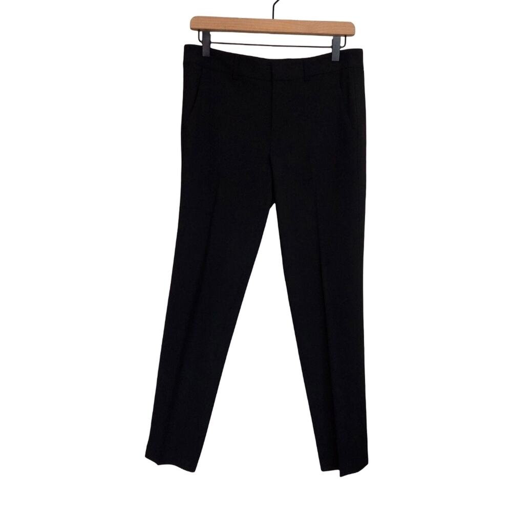 Vince. | Wool Pressed Crease Slim Fit Black Trousers
